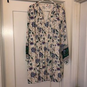 BOHO vibes white dress w/ floral print